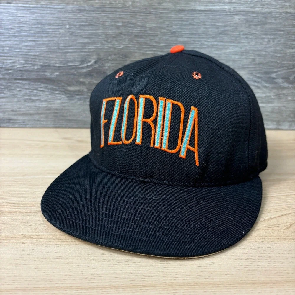 Vintage Florida Marlins Hat Cap Fitted 7 1/4 Black‎ Wool Pro Model USA Made